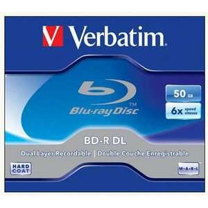 VERBATIM BD-R BluRay lemez, kétrétegű, 50GB, 6x, 1 db, normál tok, VERBATIM kép