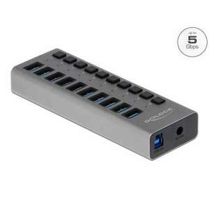 Delock Külso SuperSpeed USB hub 10 bemenettel és kapcsolóval (63670) kép