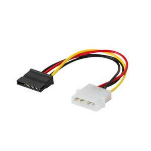 Savio AK-10 Molex 4 Pin apa - SATA 15 Pin anya Tápegység kábel 0.18m - Fekete/Sárga/Piros (AK-10) kép