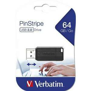 VERBATIM Pendrive, 64GB, USB 2.0, 10/4MB/sec, VERBATIM "PinStripe", fekete kép