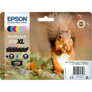 Epson Squirrel 378XL tintapatron 1 dB Eredeti Nagy (XL) kapacitású Fekete, Cián, Világos ciánkék, Magenta, Világos magenta, Sárga (C13T37984010) kép