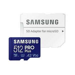 Samsung PRO+ 512GB microSDXC (2021) U3 A2 V30 + adapter memóriakártya kép