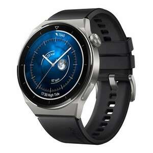 HUAWEI Watch GT 3 Pro okosóra (46mm, beépített GPS, 3D edzett üveg, aktivitásmérő, elasztomer csuklópánt) FEKETE kép