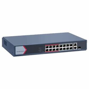 Switch 16 porturi PoE 100Mbps, 1 portos gigabites kombó, 1 db gigabites RJ45, SMART Management - Hikvision DS-3E1318P-EI-M kép