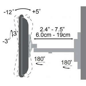 SBOX Fali konzol LCD-221, dönthető, forgatható, 13"-42", 200x200, max 20 kg kép