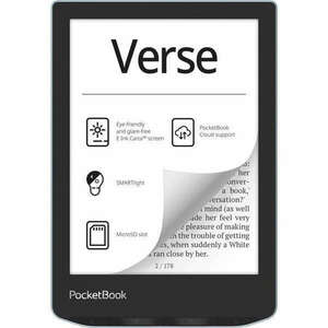 POCKETBOOK e-Reader - PB629 VERSE Bright Blue (6"E Ink Carta, Cpu: 1GHz, 512MB, 8GB, 1500mAh, wifi, mSD, kép megvilágítás) kép