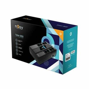 NJOY Szünetmentes Elosztósor 800VA - Token 800 (2x4 Schuko, line-interaktív, HID USB, LCD, túlfeszültség védett, fekete) kép