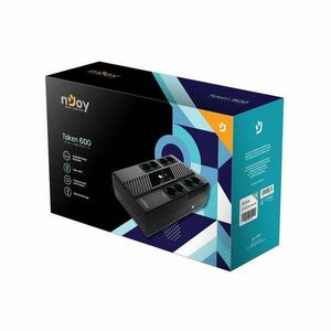 NJOY Szünetmentes Elosztósor 600VA - Token 600 (2x4 Schuko, line-interaktív, HID USB, túlfeszültség védett, fekete) kép