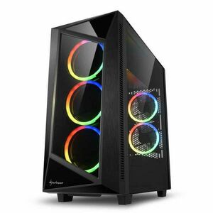 Sharkoon Számítógépház - REV 200 RGB (fekete; ATX, mATX; alsó táp; 5x120mm v.; 2xUSB3.0, 2xUSB2.0, I/O) kép