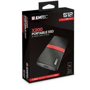 SSD (külső memória), 512GB, USB 3.2, 420/450 MB/s, EMTEC "X200" kép