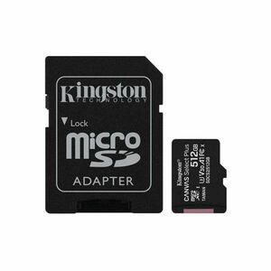 Kingston 512GB SD micro Canvas Select Plus (SDXC Class 10 A1) (SDCS2/512GB) memória kártya adapterrel kép