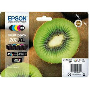 Epson Kiwi 202XL tintapatron 1 dB Eredeti Nagy (XL) kapacitású Fekete, Fotó fekete, Cián, Magenta, Sárga (C13T02G74010) kép