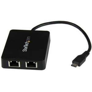 Startech US1GC301AU2R USB-C apa - 2x Ethernet anya adapter - Fekete kép