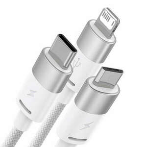 Baseus StarSpeed 3 az 1-ben töltőkábel USB - USB-C + Micro + Lightning 3, 5A, 1, 2m, fehér (CAXS000002) kép