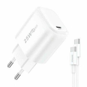 Foneng EU40 USB-C Hálózati töltő + USB-C Kábel - Fehér (25W) kép