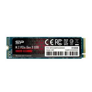 Silicon Power SSD - 512GB A80 (r: 3400 MB/s; w: 3000 MB/s, NVMe 1.3 támogatás, M.2 PCIe Gen 3x4) kép