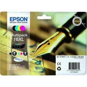 Epson T16XL T1636 Multipack Bk, C, M, Y tintapatron eredeti C13T16364012 (T1631 + T1632 + T1633 + T1634) Töltőtollhegy kép