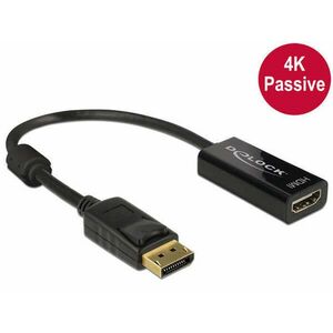 Delock Adapter Displayport 1.2-dugós csatlakozó &gt; HDMI-csatlakozóhüvely 4K passzív, 20cm, fekete kép