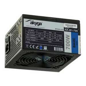 AKY AK-B1-700BE Akyga AK-B1-700BE ATX Power Supply 700W BLACK EDITION P4+4 PCI-E SATA PPFC 12 cm kép