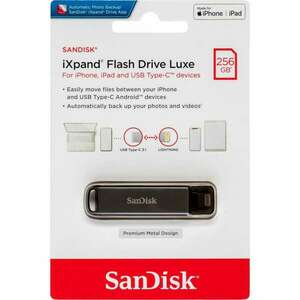 SanDisk iXpand USB flash meghajtó 256 GB USB Type-C / Lightning 3.2 Gen 1 (3.1 Gen 1) Fekete kép