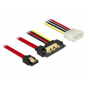 Delock SATA-kábel, 6 Gb/s, 7 tus csatlakozóhüvely + 4 tus Molex-csatlakozódugó &gt; 22 tus SATA-csatlak kép