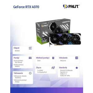 Palit NED4070H19K9-1043A videókártya NVIDIA GeForce RTX 4070 12 GB GDDR6X kép