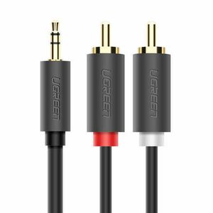 Ugreen AV102 audio kábel, 2x RCA / 3, 5mm Jack, 1, 5m, Fekete kép