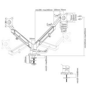 Neomounts by Newstar DS70-810BL2 17"-32" LCD TV/Monitor asztali tartó kar - Fekete (2 kijelző) kép