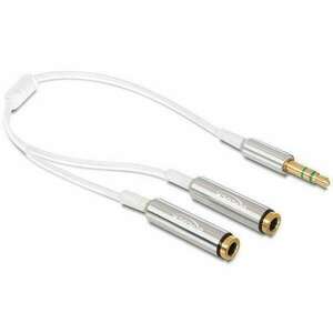 Delock Cable Audio Stereo jack male 3.5 mm>2xStereo jack female 3 pin 25cm, white kép