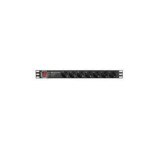 Lanberg 220V hálózati Elosztó túlfeszültség védelemmel 19" RACK - Fekete (PDU-PRO-07F-0200-BK) kép