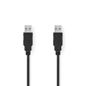 USB kábel | USB 2.0 | USB-A Dugasz | USB-A Dugasz | 480 Mbps | Nikkelezett | 3.00 m | Kerek | PVC | Fekete | Műanyag Zacskó kép