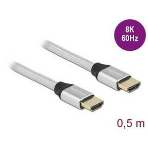 Delock Ultra nagy sebességű HDMI kábel 48 Gbps 8K 60 Hz ezüst 0, 5 m tanúsítvánnyal kép