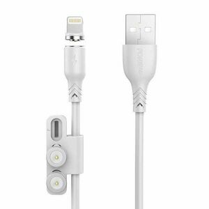 Foneng X62 Magnetic 3in1 USB to USB-C / Lightning / Micro USB Cable, 2.4A, 1m (White) kép