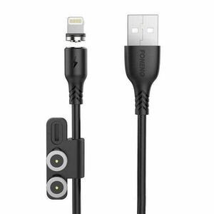 Foneng X62 Magnetic 3in1 USB to USB-C / Lightning / Micro USB Cable, 2.4A, 1m (Black) kép