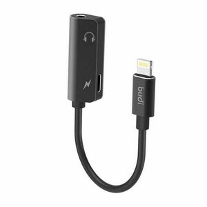 Lightning-AUX mini jack 3, 5 mm-es adapter + Lightning Budi, fekete (137) kép