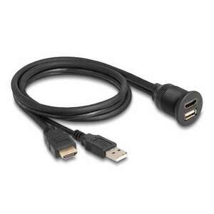 Delock HDMI-A kábel apa és A-típusú USB 2.0 apa - HDMI-A anya és A-típusú USB 2.0 anya 1m kép