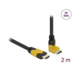 Delock High Speed HDMI kábel egyenes csatlakozódugóval - csatlakozódugóval 90 ívelt felfelé 48 Gbps kép