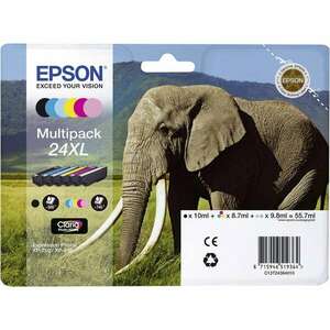 Epson 24XL T2438 Multipack Bk C M Y LC LM tintapatron eredeti C13T24384011 (T2431 + T2432 + T2433 + T2434 + T2435 + T2436) Elefánt kép