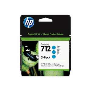 HP 712 - 3-pack - cyan - original - DesignJet - ink cartridge (3ED77A) kép