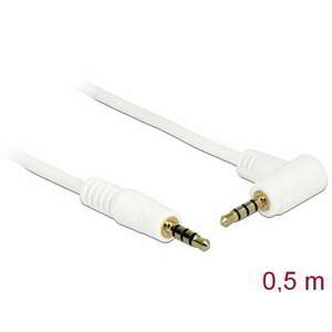 DeLock Cable Stereo Jack 3.5 mm 4 pin male > male angled 0, 5m white kép