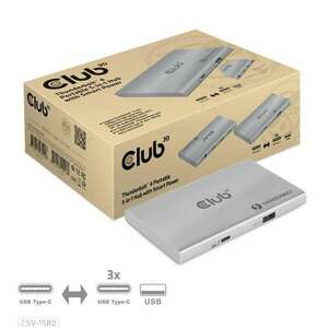 CLUB3D CSV-1580 dokkoló állomás és port replikátor Dokkolás Thunderbolt 4 Ezüst kép