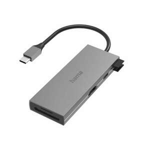 Hama 6 port USB-C 2xUSB-A +USB-C +HDMI +SD +microSD Multiport hub/kártyaolvasó ezüst (00200110) kép