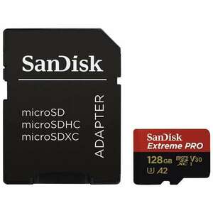 Sandisk 214504 MicroSDXC Extreme Pro kártya 128GB, 200MB/s C10, V30, UHS-I, U3, A2 kép