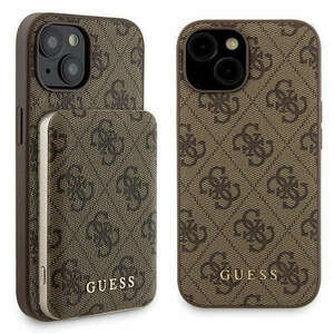 Guess 4G Metal Logo case set for iPhone 15 + 5000mAh MagSafe power bank - brown kép