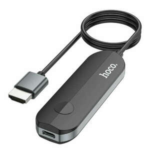 Hoco - Audio és videó adapter (UA23) - Vezeték nélküli HDMI 4K@30Hz, Type-C kábel a töltéshez, kompatibilis csak az Apple-lel - Fekete (KF2314274) kép