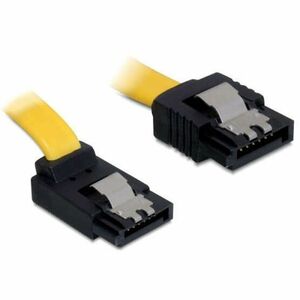 DeLock Cable SATA 6 Gb/s male straight > SATA male upwards angled 30cm Yellow Metal kép