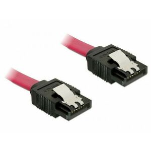 Delock Kábel - 82677 (SATA3, egyenes/egyenes, csatl.(fémlappal) Max.: 6Gb/s, piros, 0.5m) kép