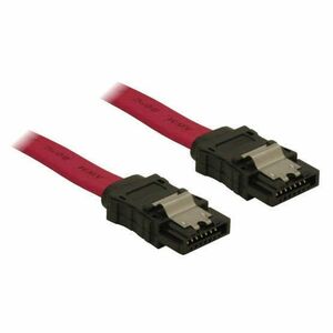 Delock Kábel - 84302 (SATA II, egyenes/egyenes csatlakozó (fémlappal), Max.: 3Gbps, piros, 50cm) kép