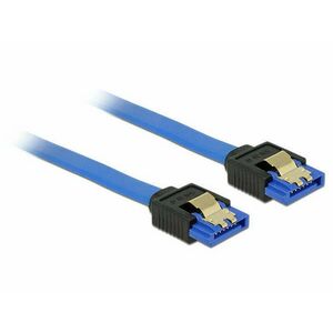 DeLock SATA 6 Gb/s receptacle straight > SATA receptacle straight 10 cm blue with gold clips cable kép