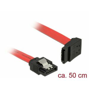 DeLock SATA 6 Gb/s male straight > SATA male upwards angled 50 cm Red metal cable kép